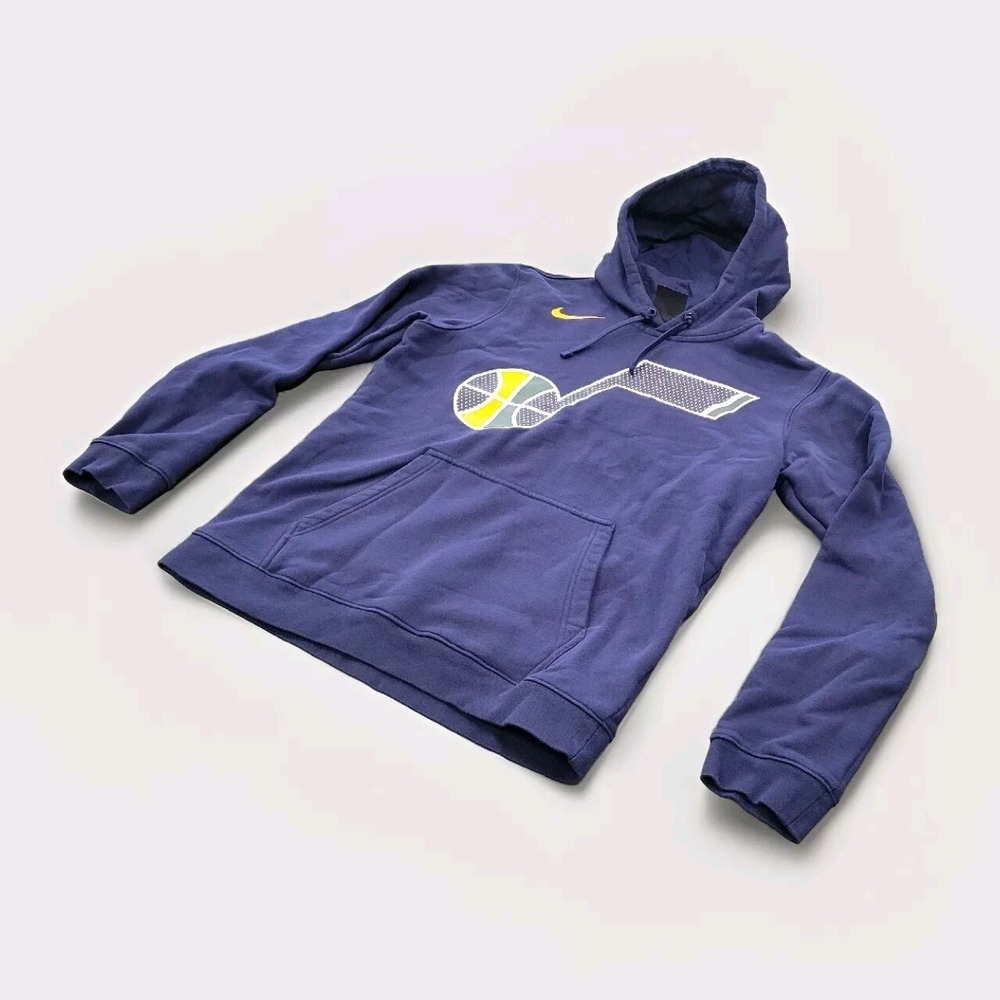 Nike Dri-fit Utah Jazz Basketball Hoodie Sweatshirt Navy Blue Mens Sz Medium NBA - Picture 3 of 5